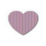 USA Flag Red and Flag Blue Narrow Thin Stripes  Rubber Coaster (Heart)  Front