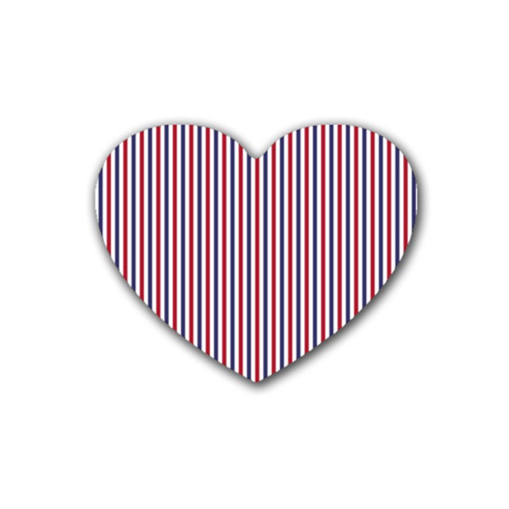 USA Flag Red and Flag Blue Narrow Thin Stripes  Rubber Coaster (Heart) 