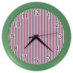 Usa Flag Red And Flag Blue Narrow Thin Stripes  Color Wall Clocks by PodArtist