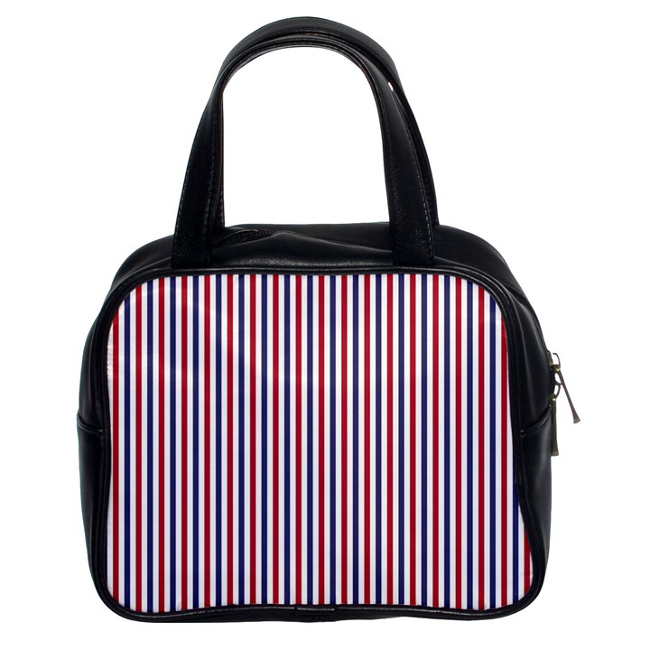 USA Flag Red and Flag Blue Narrow Thin Stripes  Classic Handbags (2 Sides)