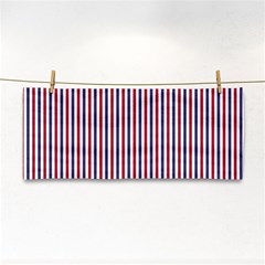 Usa Flag Red And Flag Blue Narrow Thin Stripes  Hand Towel by PodArtist