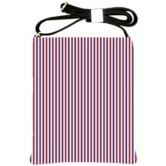 Usa Flag Red And Flag Blue Narrow Thin Stripes  Shoulder Sling Bags by PodArtist