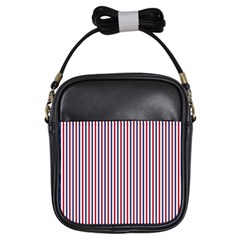 Usa Flag Red And Flag Blue Narrow Thin Stripes  Girls Sling Bags by PodArtist