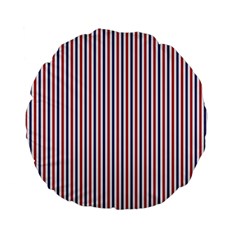 Usa Flag Red And Flag Blue Narrow Thin Stripes  Standard 15  Premium Flano Round Cushions by PodArtist