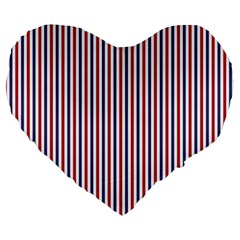 Usa Flag Red And Flag Blue Narrow Thin Stripes  Large 19  Premium Flano Heart Shape Cushions by PodArtist