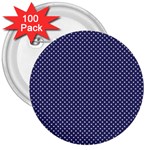 USA Flag White Stars on Flag Blue 3  Buttons (100 pack)  Front