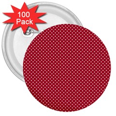 Usa Flag White Stars On Flag Red 3  Buttons (100 Pack)  by PodArtist