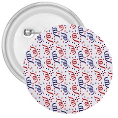 Red White And Blue Usa/uk/france Colored Party Streamers 3  Buttons by PodArtist