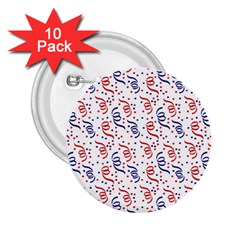 Red White And Blue Usa/uk/france Colored Party Streamers 2 25  Buttons (10 Pack)  by PodArtist