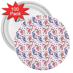 Red White And Blue Usa/uk/france Colored Party Streamers 3  Buttons (100 Pack)  by PodArtist