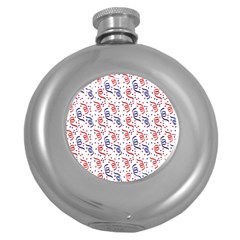 Red White And Blue Usa/uk/france Colored Party Streamers Round Hip Flask (5 Oz) by PodArtist