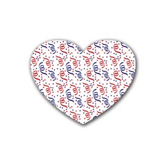 Red White And Blue Usa/uk/france Colored Party Streamers Rubber Coaster (heart)  by PodArtist