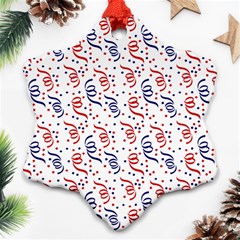 Red White And Blue Usa/uk/france Colored Party Streamers Ornament (snowflake) by PodArtist