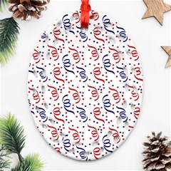 Red White And Blue Usa/uk/france Colored Party Streamers Ornament (oval Filigree) by PodArtist