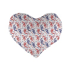 Red White And Blue Usa/uk/france Colored Party Streamers Standard 16  Premium Flano Heart Shape Cushions by PodArtist