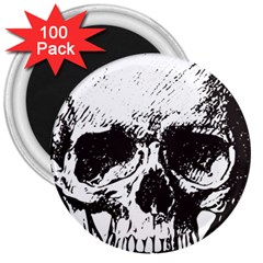 Skull Vintage Old Horror Macabre 3  Magnets (100 Pack) by Sapixe