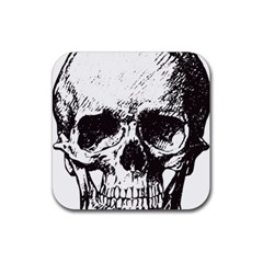 Skull Vintage Old Horror Macabre Rubber Coaster (square)  by Sapixe