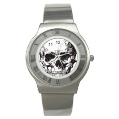 Skull Vintage Old Horror Macabre Stainless Steel Watch by Sapixe