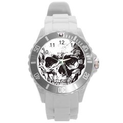 Skull Vintage Old Horror Macabre Round Plastic Sport Watch (l) by Sapixe