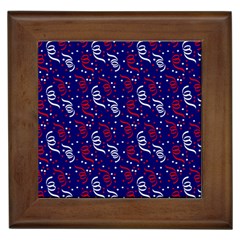 Red White And Blue Usa/uk/france Colored Party Streamers On Blue Framed Tiles by PodArtist