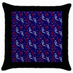 Red White And Blue Usa/uk/france Colored Party Streamers On Blue Throw Pillow Case (black) by PodArtist