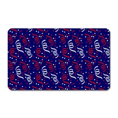 Red White And Blue Usa/uk/france Colored Party Streamers On Blue Magnet (rectangular) by PodArtist