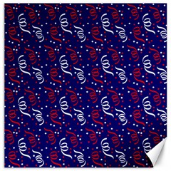 Red White And Blue Usa/uk/france Colored Party Streamers On Blue Canvas 20  X 20   by PodArtist