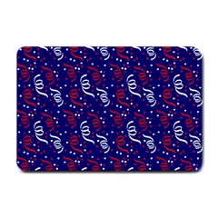 Red White And Blue Usa/uk/france Colored Party Streamers On Blue Small Doormat  by PodArtist