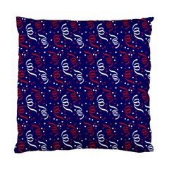 Red White And Blue Usa/uk/france Colored Party Streamers On Blue Standard Cushion Case (two Sides) by PodArtist