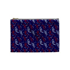 Red White And Blue Usa/uk/france Colored Party Streamers On Blue Cosmetic Bag (medium)  by PodArtist