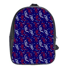 Red White And Blue Usa/uk/france Colored Party Streamers On Blue School Bag (large) by PodArtist