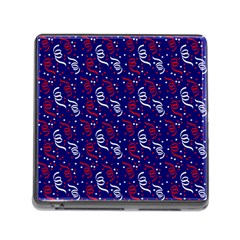 Red White And Blue Usa/uk/france Colored Party Streamers On Blue Memory Card Reader (square) by PodArtist