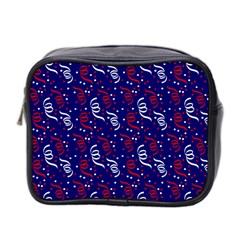 Red White And Blue Usa/uk/france Colored Party Streamers On Blue Mini Toiletries Bag 2-side by PodArtist