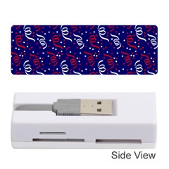 Red White And Blue Usa/uk/france Colored Party Streamers On Blue Memory Card Reader (stick)  by PodArtist