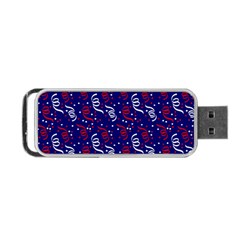 Red White And Blue Usa/uk/france Colored Party Streamers On Blue Portable Usb Flash (one Side) by PodArtist