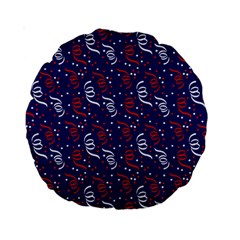 Red White And Blue Usa/uk/france Colored Party Streamers On Blue Standard 15  Premium Round Cushions by PodArtist