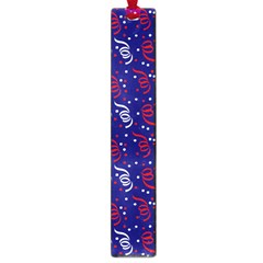 Red White And Blue Usa/uk/france Colored Party Streamers On Blue Large Book Marks by PodArtist