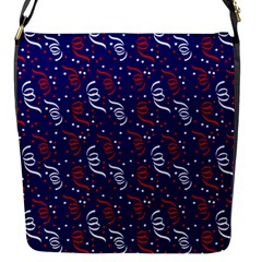 Red White And Blue Usa/uk/france Colored Party Streamers On Blue Flap Messenger Bag (s) by PodArtist