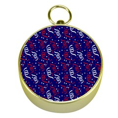 Red White And Blue Usa/uk/france Colored Party Streamers On Blue Gold Compasses by PodArtist