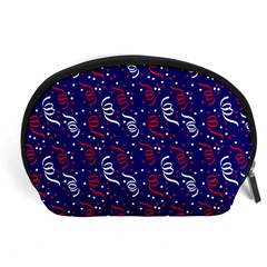 Red White And Blue Usa/uk/france Colored Party Streamers On Blue Accessory Pouches (large)  by PodArtist