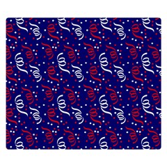 Red White And Blue Usa/uk/france Colored Party Streamers On Blue Double Sided Flano Blanket (small)  by PodArtist