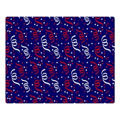 Red White And Blue Usa/uk/france Colored Party Streamers On Blue Double Sided Flano Blanket (large)  by PodArtist