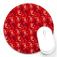 Red White And Blue Usa/uk/france Colored Party Streamers Round Mousepads by PodArtist