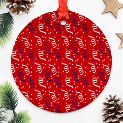 Red White And Blue Usa/uk/france Colored Party Streamers Ornament (round) by PodArtist