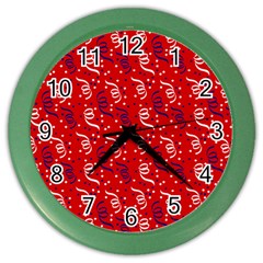 Red White And Blue Usa/uk/france Colored Party Streamers Color Wall Clocks by PodArtist