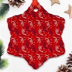 Red White And Blue Usa/uk/france Colored Party Streamers Snowflake Ornament (two Sides) by PodArtist