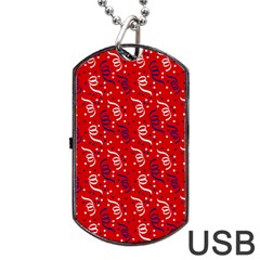 Red White And Blue Usa/uk/france Colored Party Streamers Dog Tag Usb Flash (one Side) by PodArtist