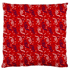 Red White And Blue Usa/uk/france Colored Party Streamers Large Cushion Case (one Side) by PodArtist