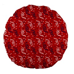 Red White And Blue Usa/uk/france Colored Party Streamers Large 18  Premium Round Cushions by PodArtist