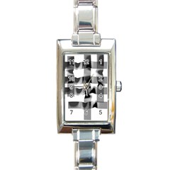 Geometry Square Black And White Rectangle Italian Charm Watch by Sapixe